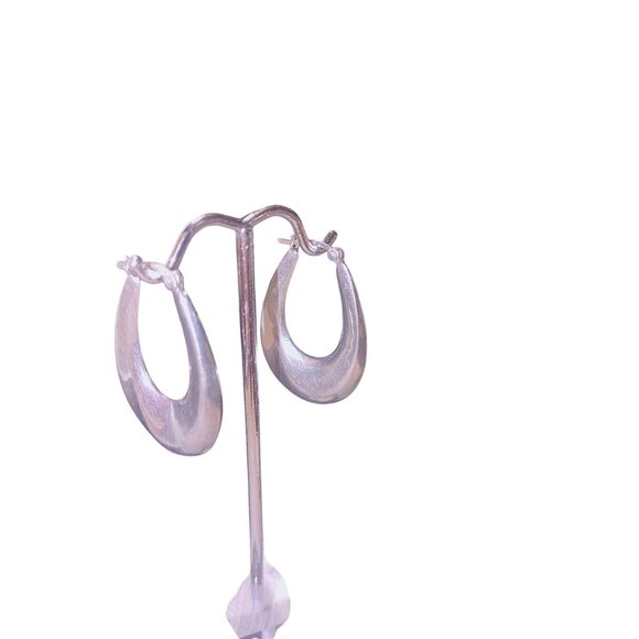 Sterling Silver Teardrop Hoop Earrings Vintage Polished Elegant Design Hinged - Picture 13 of 15